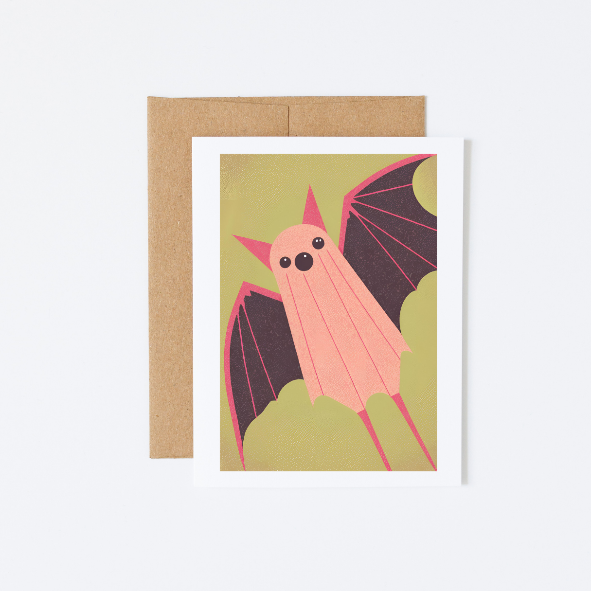 12 minimalist pink and green bat cards