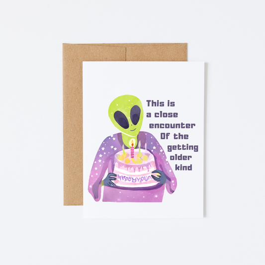 “This is a close encounter of the getting older kind” Alien Birthday Cake