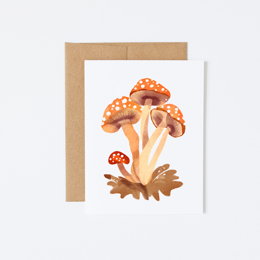 10 Orange Mushroom Watercolor Any Occasion Note Cards