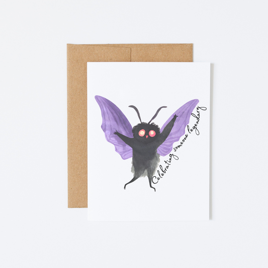 Mothman Cryptid “Celebrating someone legendary” card for any occasion