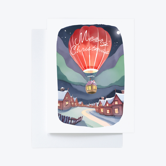 20 Merry Christmas Hot Air Balloon Cards