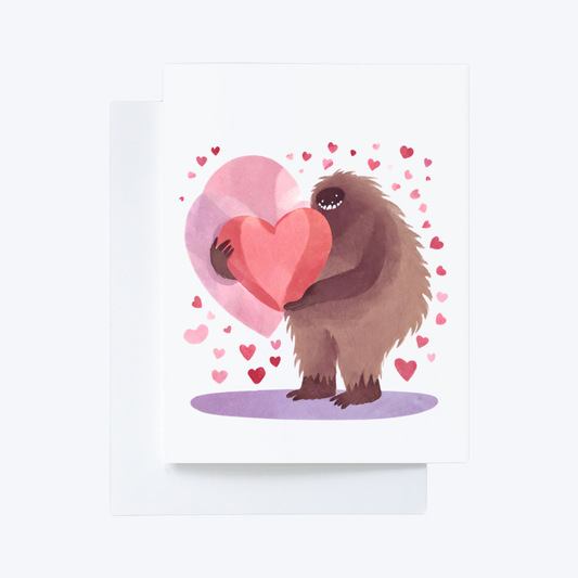 Set of 10 sweet Bigfoot Valentine’s Day Greeting Cards