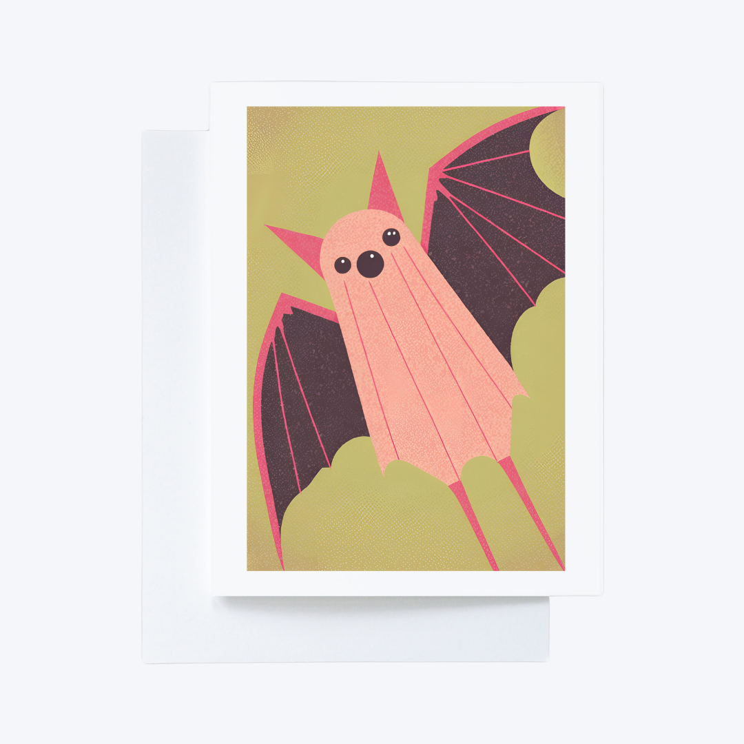 12 minimalist pink and green bat cards